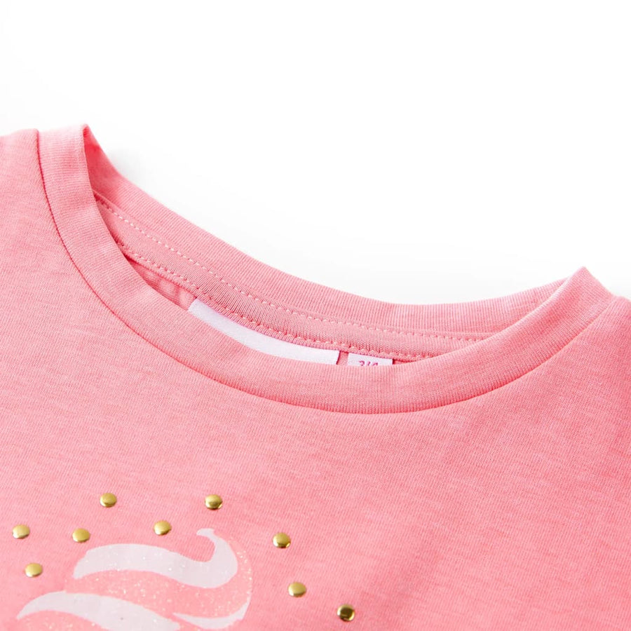 Kindershirt 116 fluorescerend felroze Roze