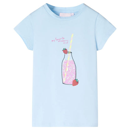 Kindershirt 128 zachtblauw Blauw