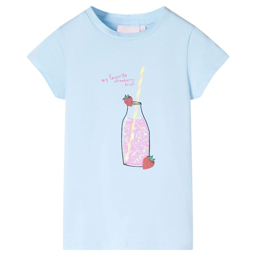 Kindershirt 128 zachtblauw Blauw