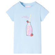 Kindershirt 140 zachtblauw katoen