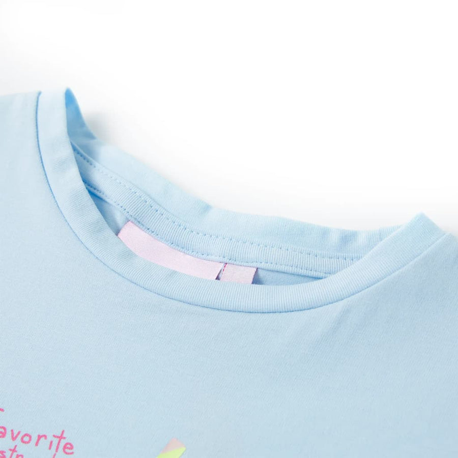 Kindershirt 140 zachtblauw Blauw