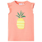 Kindershirt 116 neonkoraal ananas