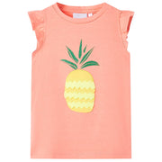Kindershirt 116 neonkoraal ananas