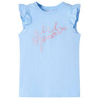 Kindershirt lichtblauw met ruches 104