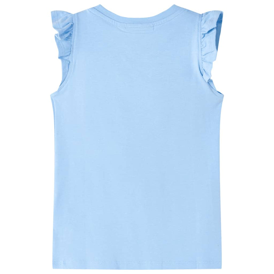Kindershirt met ruches aan de mouwen 104 lichtblauw Blauw 104