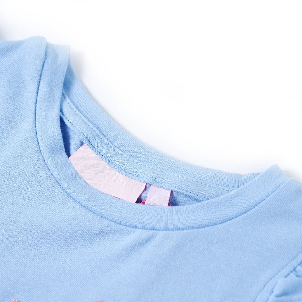Kindershirt met ruches aan de mouwen 104 lichtblauw Blauw 104