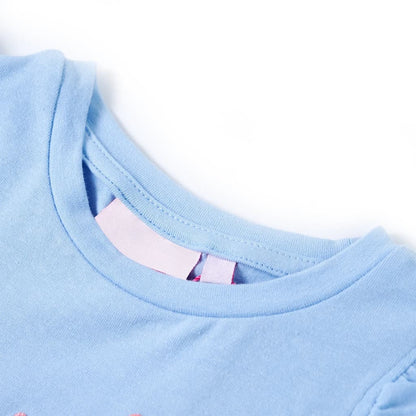 Kindershirt met ruches aan de mouwen 104 lichtblauw Blauw 104