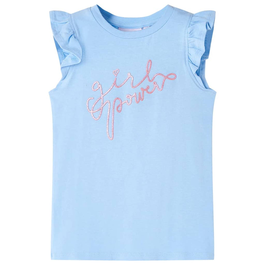 Kindershirt met ruches aan de mouwen 140 lichtblauw Blauw