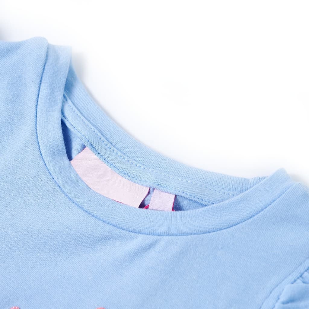 Kindershirt met ruches aan de mouwen 140 lichtblauw Blauw