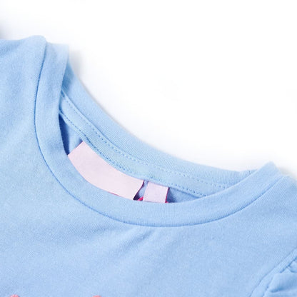 Kindershirt met ruches aan de mouwen 140 lichtblauw Blauw