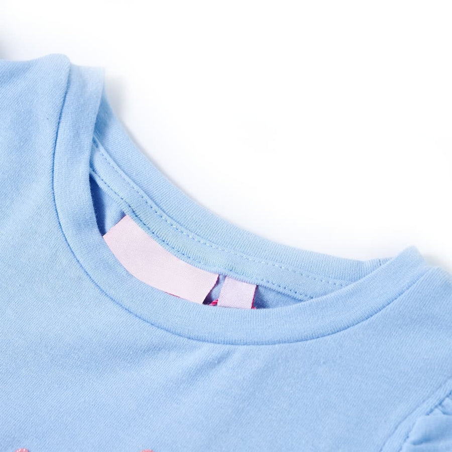 Kindershirt met ruches aan de mouwen 140 lichtblauw Blauw