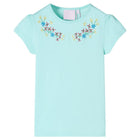 Kindershirt 128 lichtzeeblauw katoen