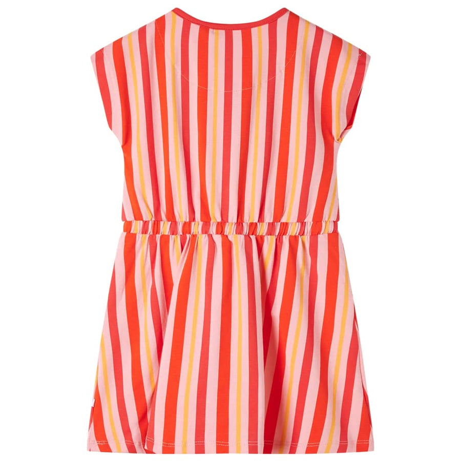 Kinderjurk met trekkoord 104 roze en rood