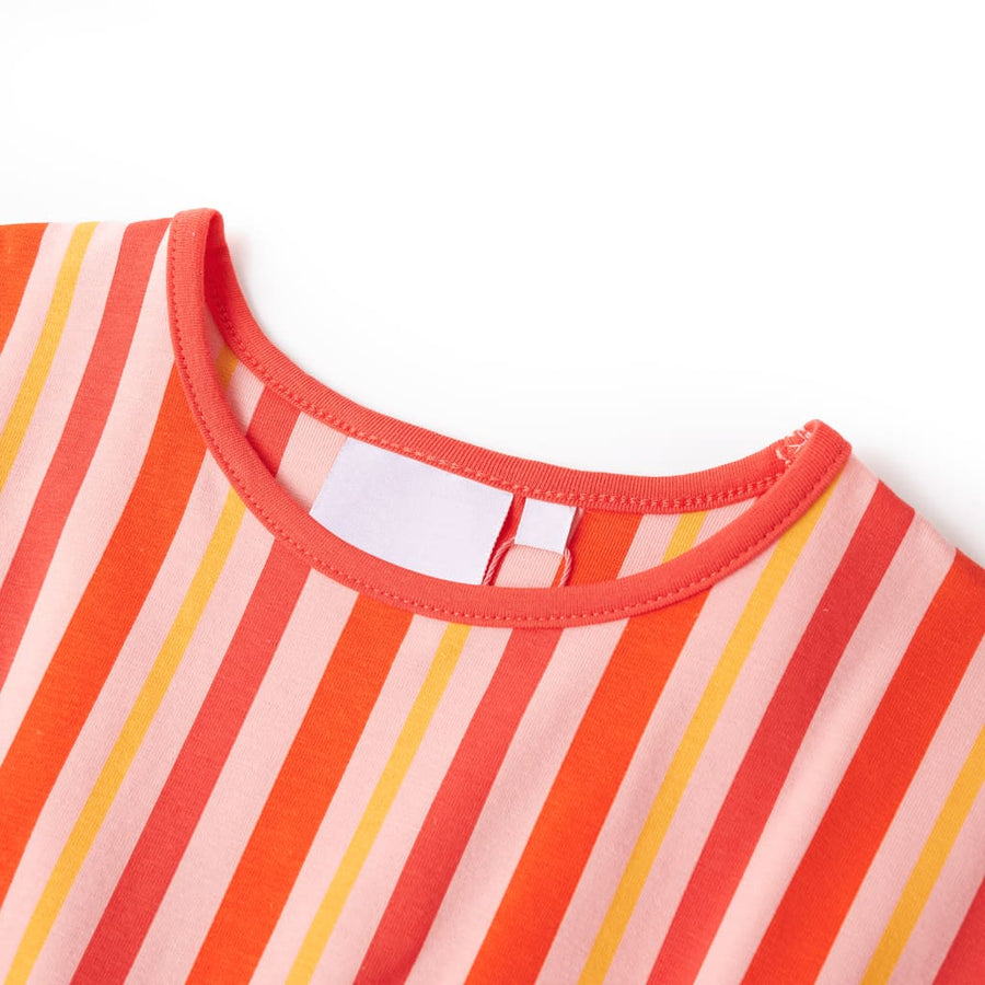 Kinderjurk met trekkoord 104 roze en rood