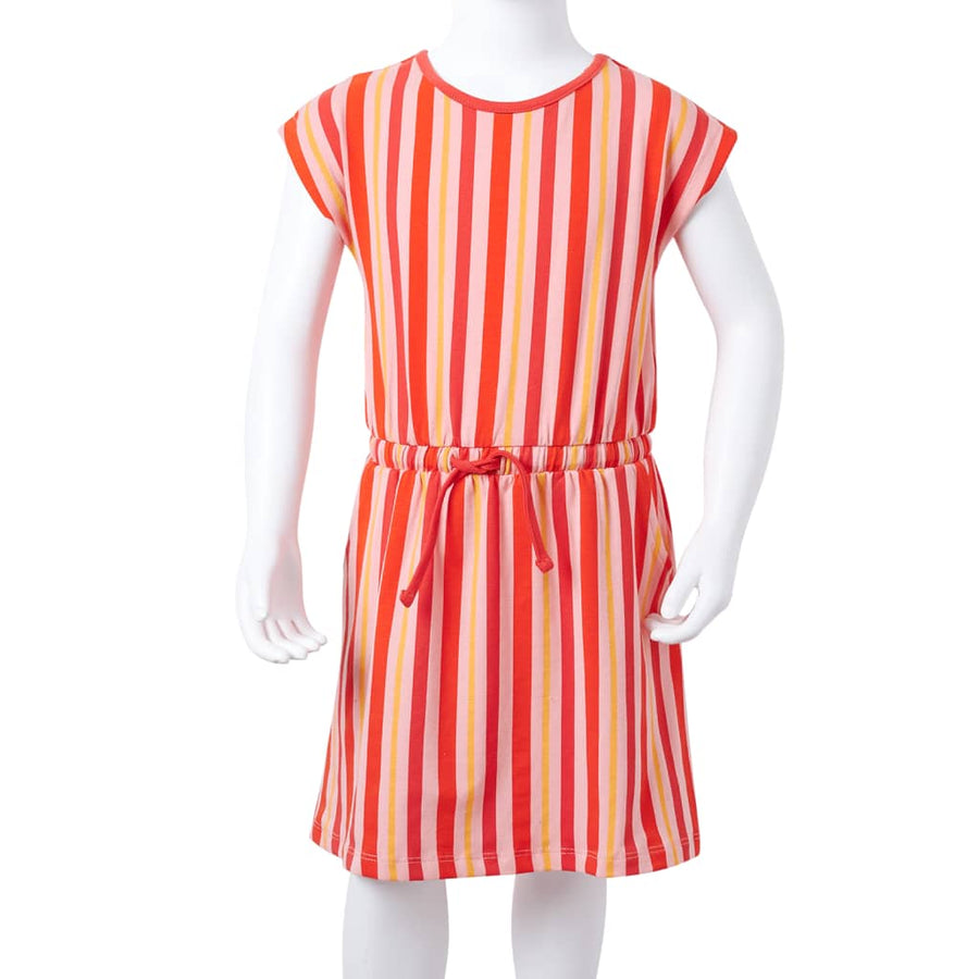 Kinderjurk met trekkoord 104 roze en rood
