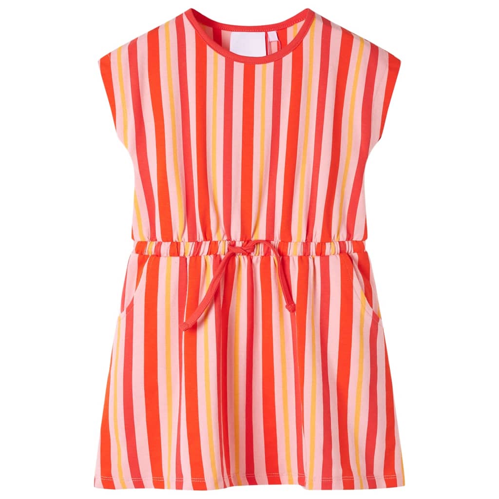 Kinderjurk met trekkoord 140 roze en rood 140
