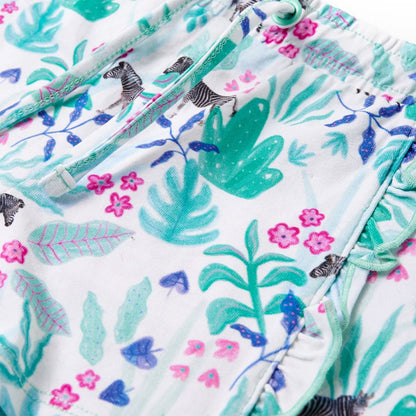 Kindershorts met trekkoord 92 ecru en donkermint 92