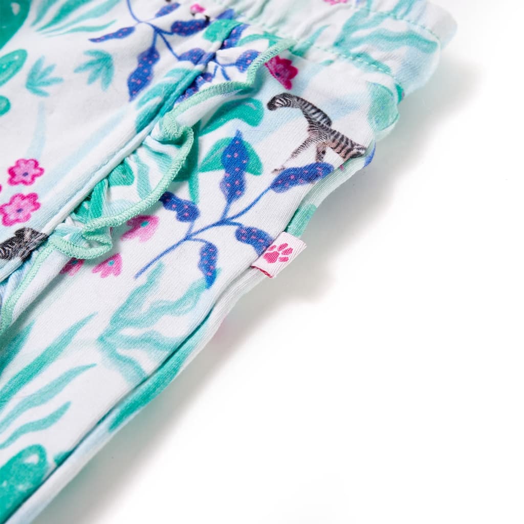 Kindershorts met trekkoord 140 ecru en donkermint