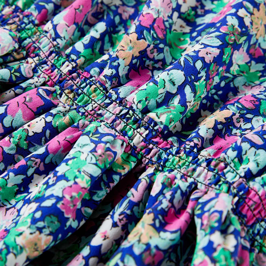 Kinderjurk met ruche mouwen 116 kobaltblauw 116