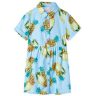 Kinderjurk 140 blauw ananasprint