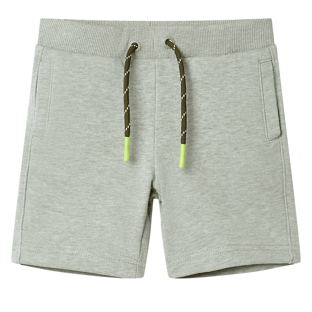 Kindershorts met trekkoord 140 gemêleerd lichtkakikleurig Kaki