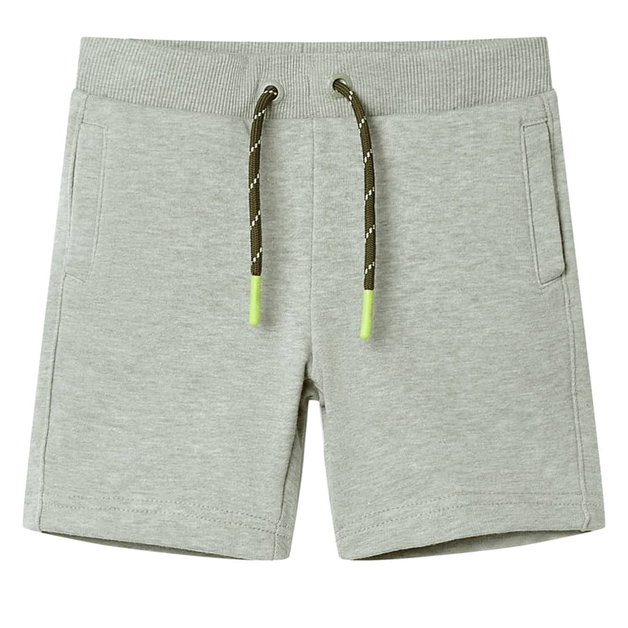 Kindershorts met trekkoord 140 gemêleerd lichtkakikleurig Kaki