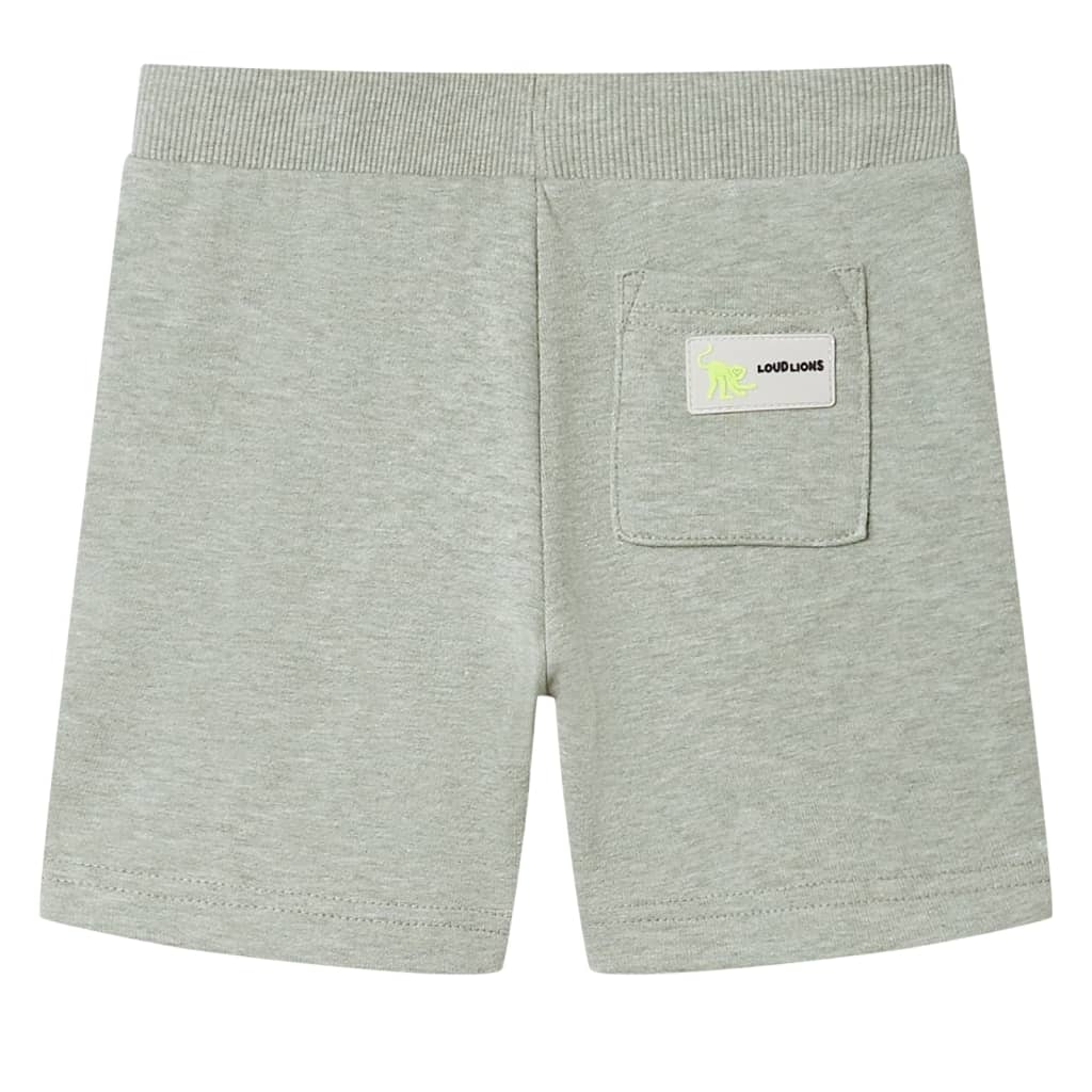 Kindershorts met trekkoord 140 gemêleerd lichtkakikleurig Kaki