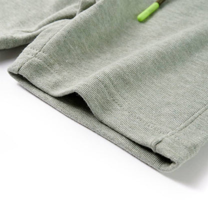 Kindershorts met trekkoord 140 gemêleerd lichtkakikleurig Kaki