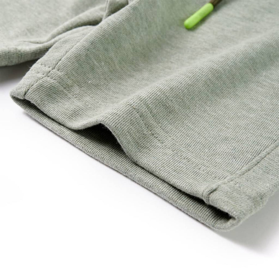 Kindershorts met trekkoord 140 gemêleerd lichtkakikleurig Kaki