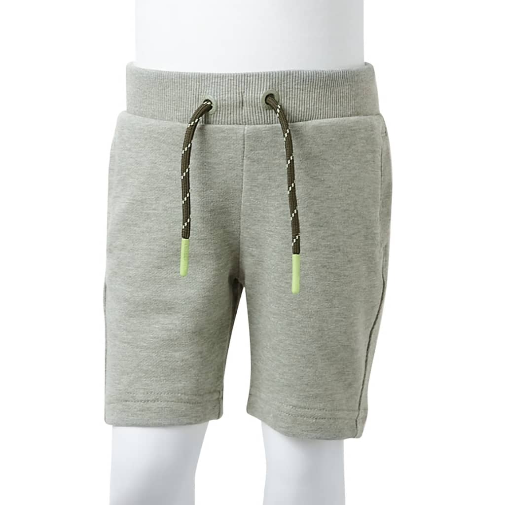 Kindershorts met trekkoord 140 gemêleerd lichtkakikleurig Kaki