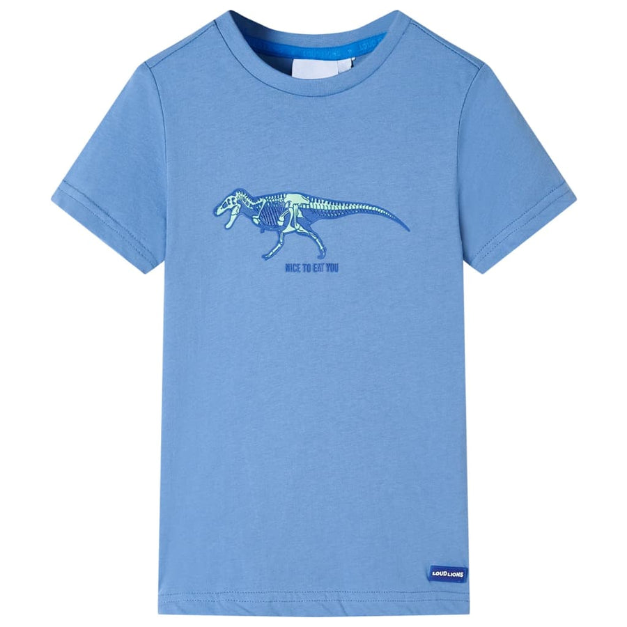 Kindershirt 128 middelblauw Blauw