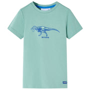 Kindershirt 128 lichtkakikleurig dinosaurus