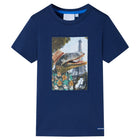 Kindershirt 116 donkerblauw katoen