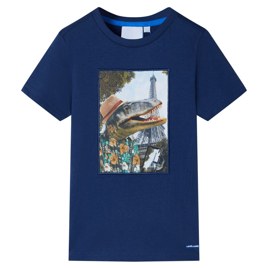 Kindershirt 116 donkerblauw Blauw