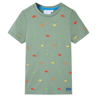 Kindershirt met korte mouwen 128 kakikleurig 128