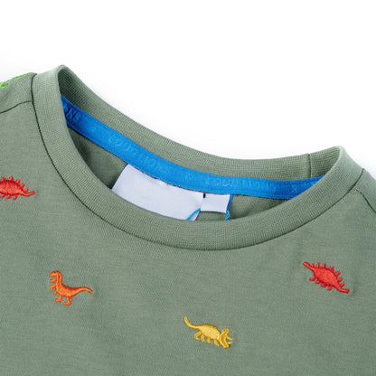 Kindershirt met korte mouwen 128 kakikleurig 128