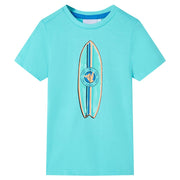 Kindershirt korte mouwen 116 zeeblauw katoen