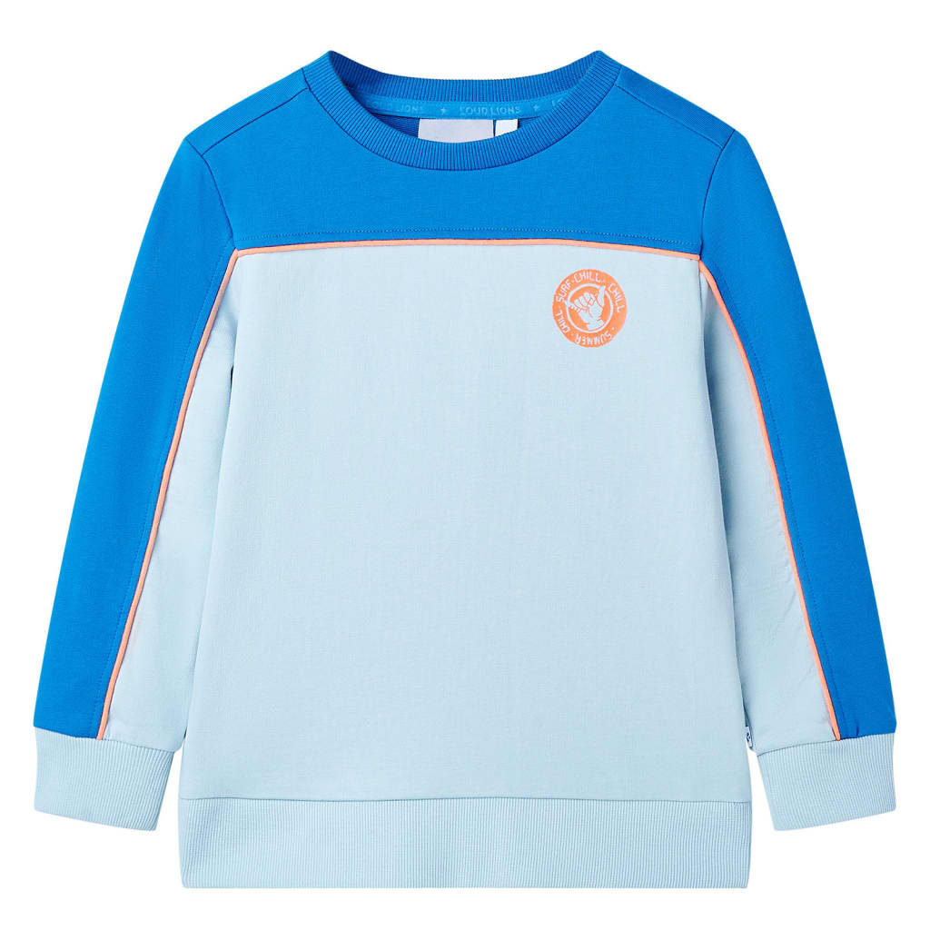 Kindertrui 140 felblauw en lichtblauw 140