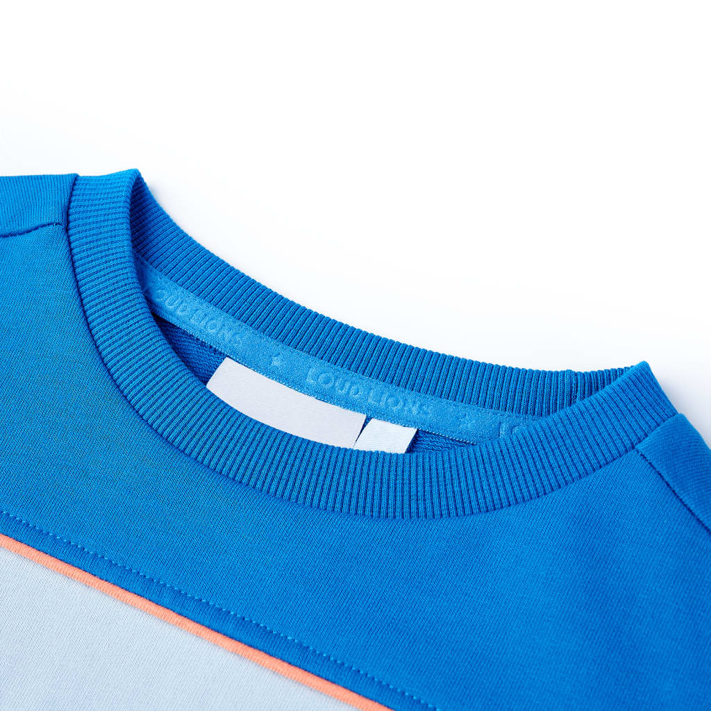 Kindertrui 140 felblauw en lichtblauw 140
