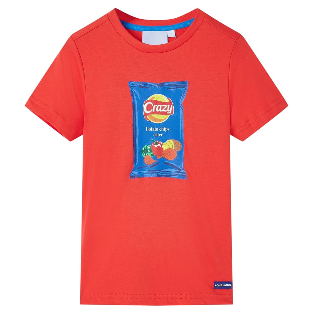 Kindershirt met korte mouwen 128 rood 128
