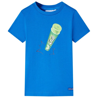 Kindershirt 128 felblauw