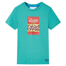 Kindershirt met korte mouwen 128 donkermintkleurig 128