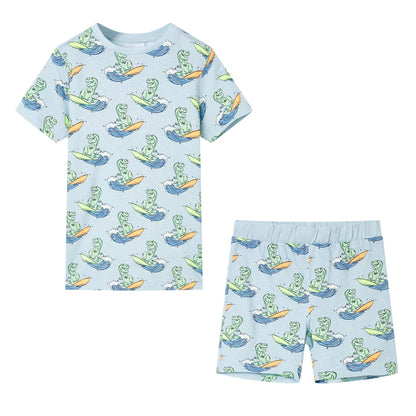 Kinderpyjama met korte mouwen 128 lichtblauw 128