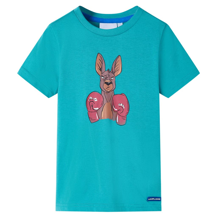 Kindershirt met korte mouwen 128 donkermintkleurig Mintgroen