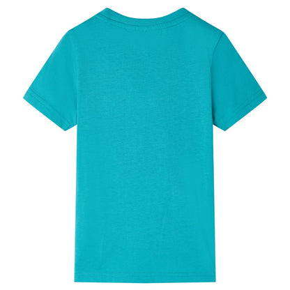 Kindershirt met korte mouwen 128 donkermintkleurig Mintgroen