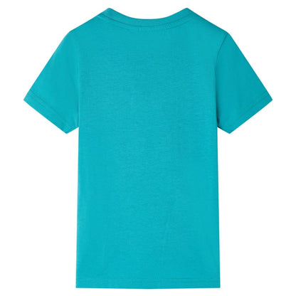 Kindershirt met korte mouwen 140 donkermintkleurig Mintgroen
