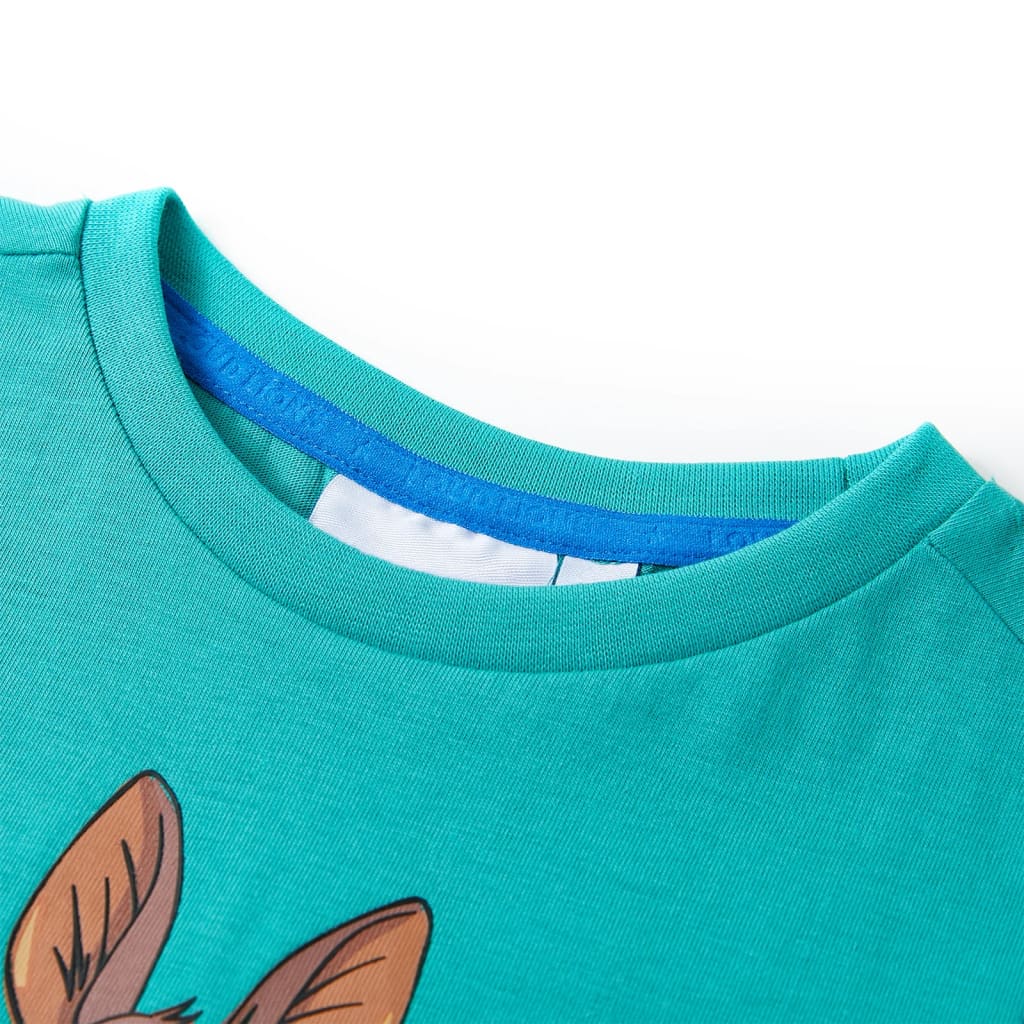 Kindershirt met korte mouwen 140 donkermintkleurig Mintgroen