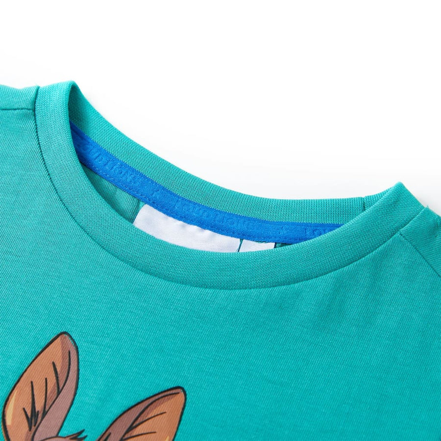 Kindershirt met korte mouwen 140 donkermintkleurig Mintgroen