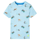 Kindershirt 116 gemêleerd lichtblauw katoen