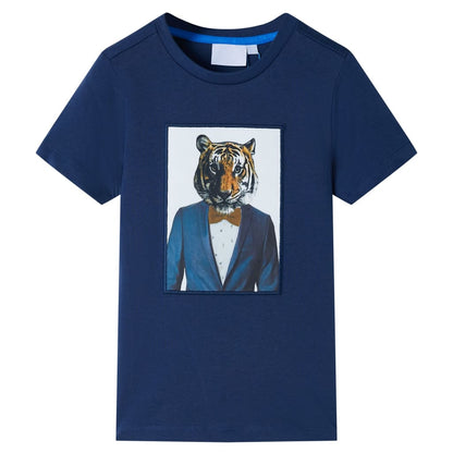 Kindershirt met korte mouwen 128 donkerblauw Blauw